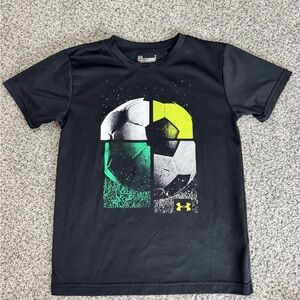 Under Armour Black Short-Sleeve Soccer Graphic Tee with Neon Green Accent